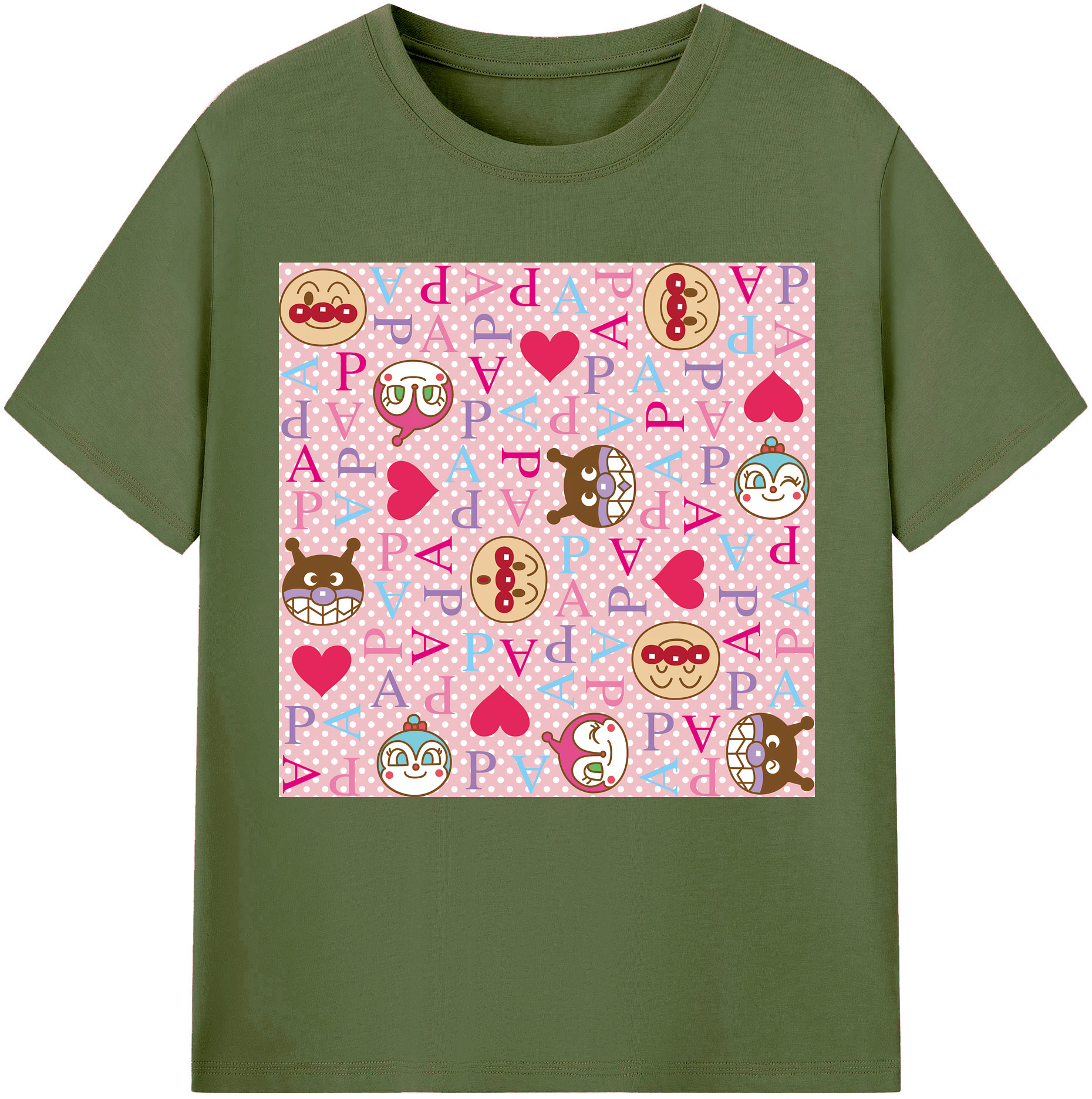 （画像用） アンパンマン Anpanman 綿100％半袖Tシャツ（フロントプリント）